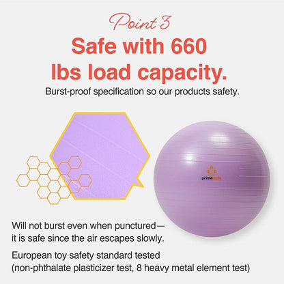 Exercise Ball for Balance Stability Fitness Workout Yoga Pilates at Home Office & Gym Birthing Ball for Pregnancy, Office Ball Chair