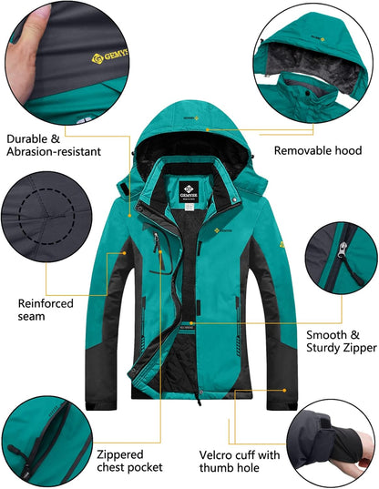 Women'S Mountain Waterproof Ski Snow Jacket Winter Windproof Rain Coat Outdoor Hiking Windbreaker