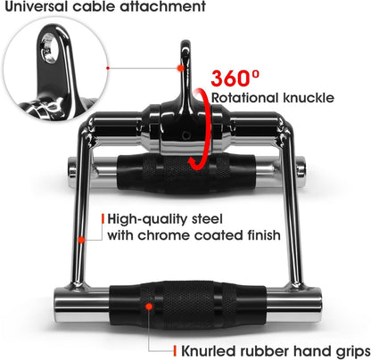 Heavy-Duty Double D Row Handle Cable Attachment - Perfect for Home Gyms, LAT Pull Down V Bar, Supports Up to 880LBS