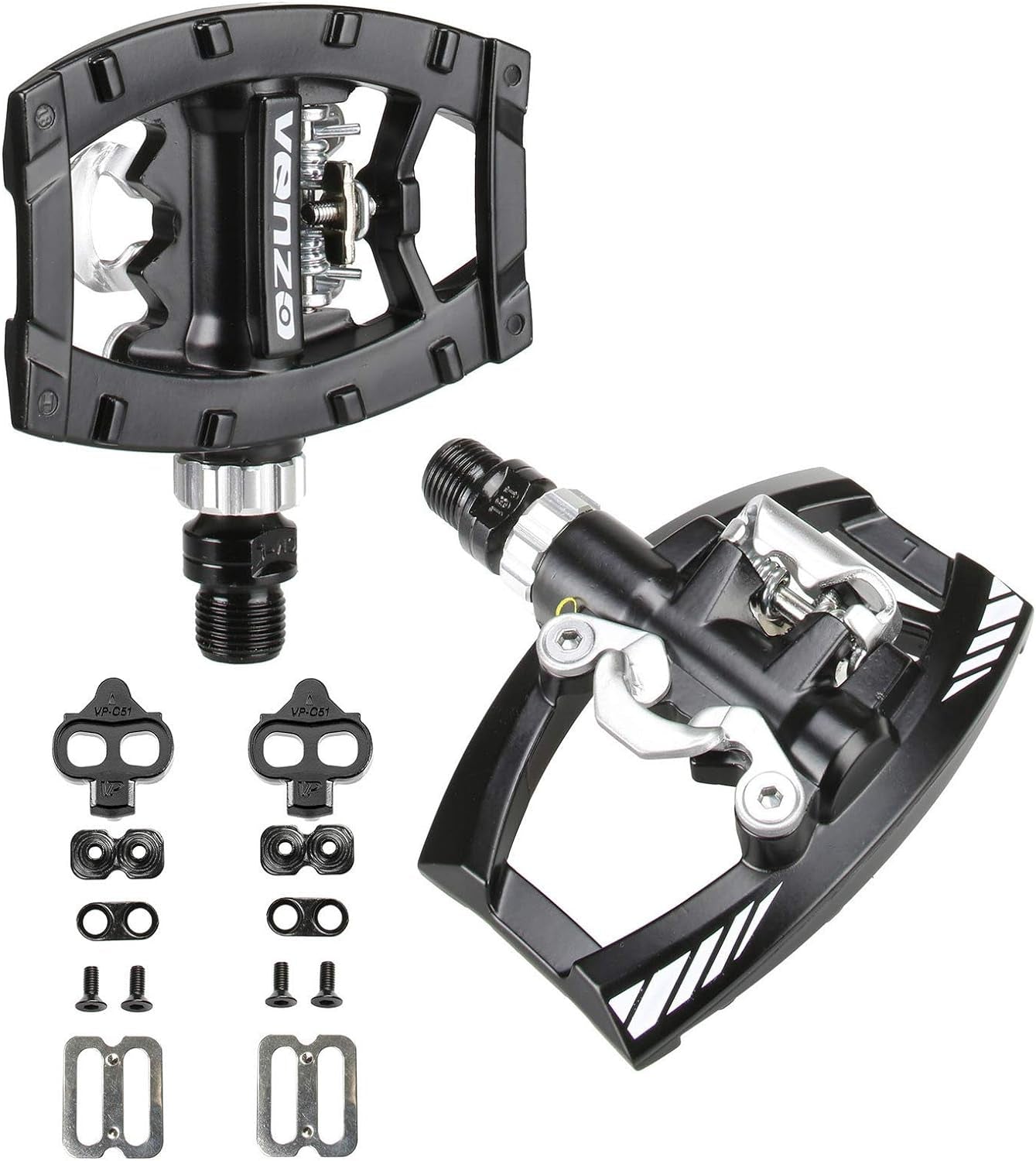 Dual Function Platform Multi-Use Compatible with Shimano SPD Mountain Bike Bicycle Sealed Clipless Pedals - Dual Platform Multi-Purpose - Great for Touring, Road, Trekking Bikes