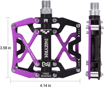 Mountain Bike Pedals, Ultra Strong Colorful CNC Machined 9/16" Cycling Sealed 3 Bearing Pedals