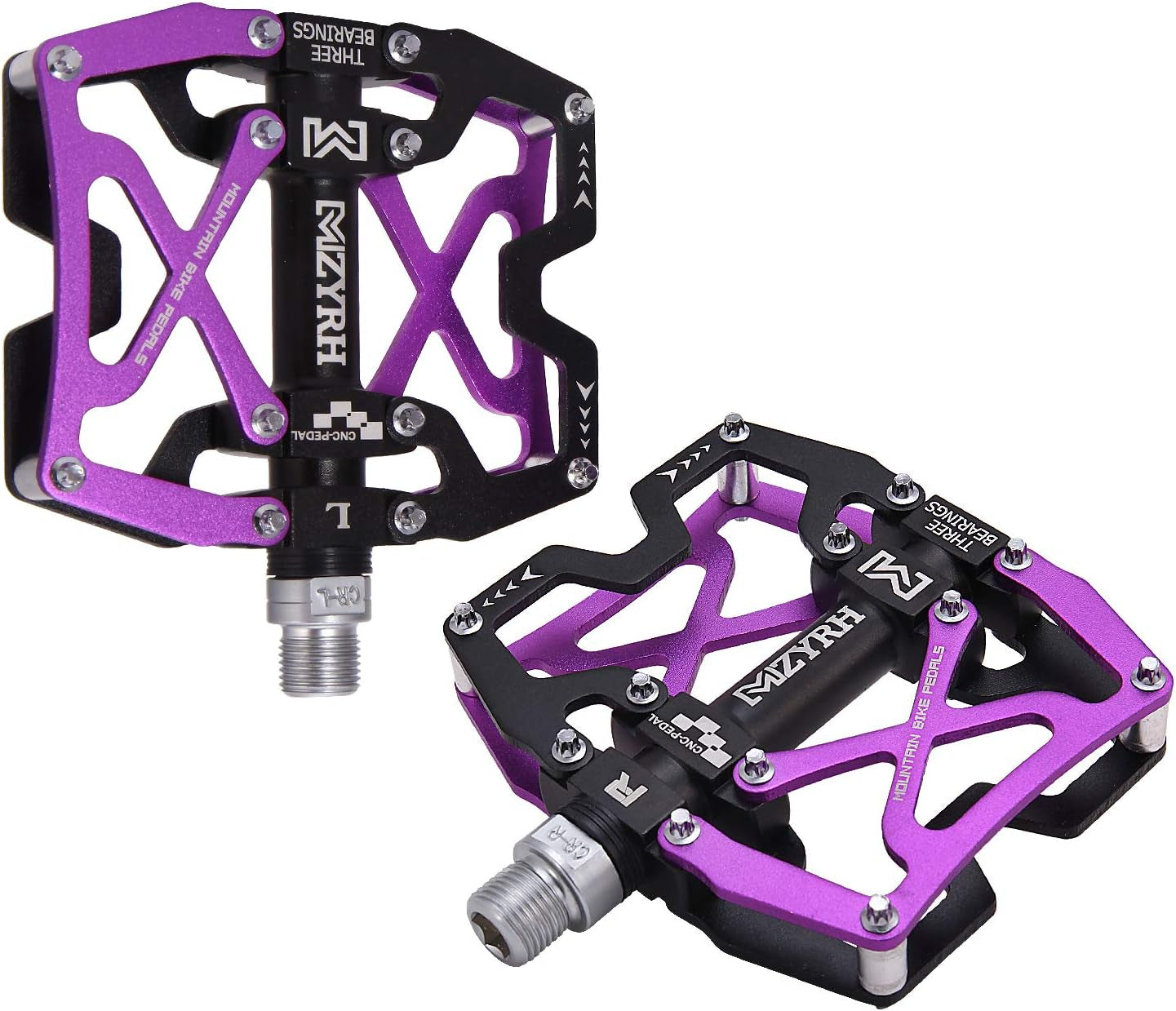 Mountain Bike Pedals, Ultra Strong Colorful CNC Machined 9/16" Cycling Sealed 3 Bearing Pedals