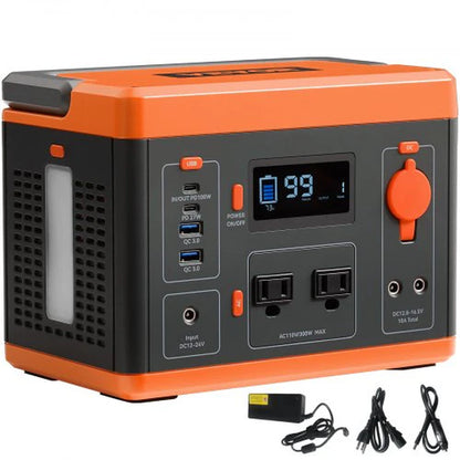 VEVOR Portable Power Station Solar Generator 296Wh 300W Backup Lithium Battery